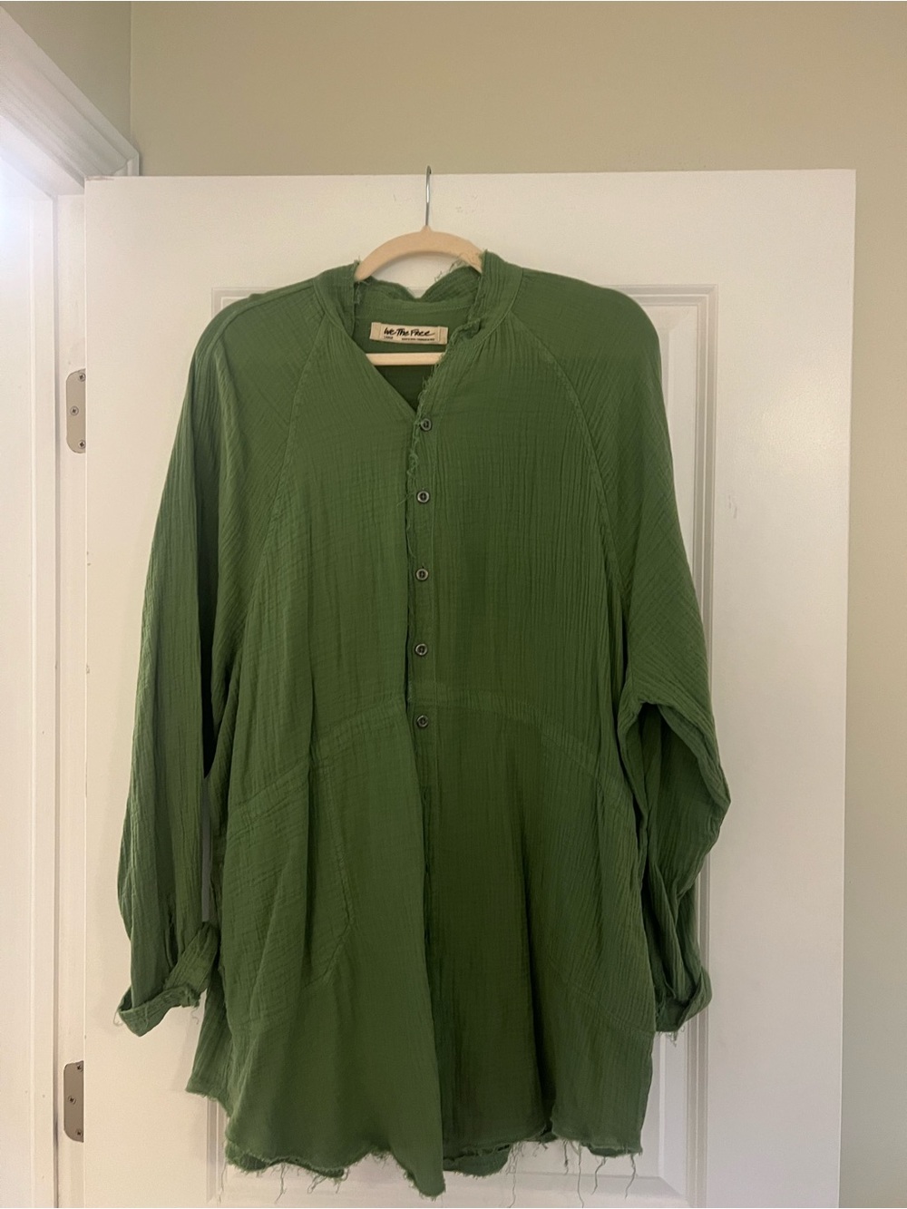 We the Free Green Gauze Button Down shirt